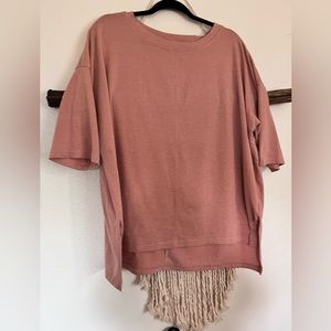 Glam Salmon Dolman Sleeve Oversized M Boho Top